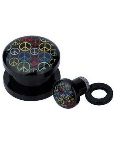 Multi Colored Peace - Svart Akryl Plugg