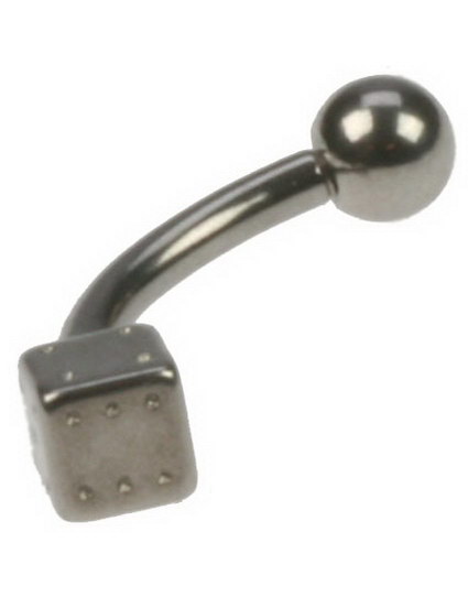 Banan Øyenbrynspiercing med Rund Kule og Terning - 1,2 x 8 mm