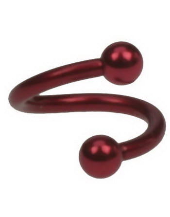 Twister - 1,2 x 8 mm Mørk Rød Øyenbrynspiercing