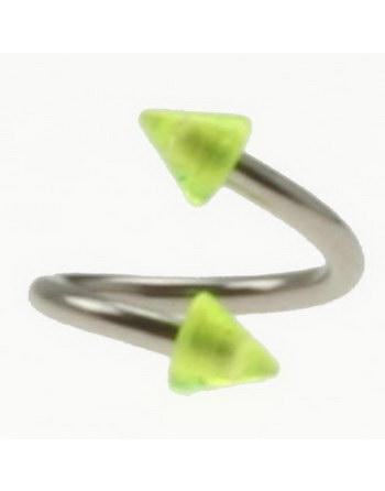 Curve Øyenbrynspiercing med Grønne Spikes - 1.2 x 8 mm