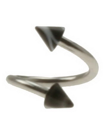 Curve Øyenbrynspiercing med Svarte og Hvite Spikes - 1.2 x 8 mm