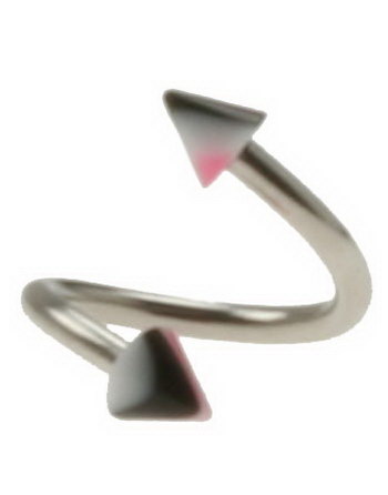 Curve Øyenbrynspiercing med Svarte, Hvite og Rosa Spikes - 1.2 x 8 mm