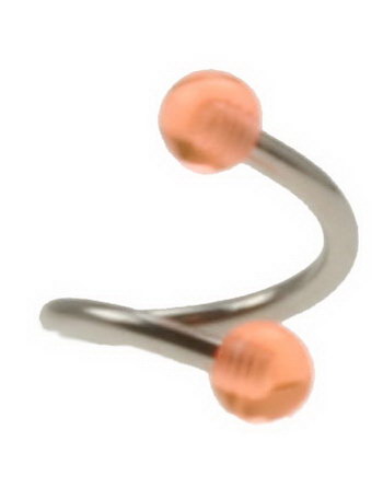 Curve Øyenbrynspiercing med Orange Kuler - 1.2 x 8 mm