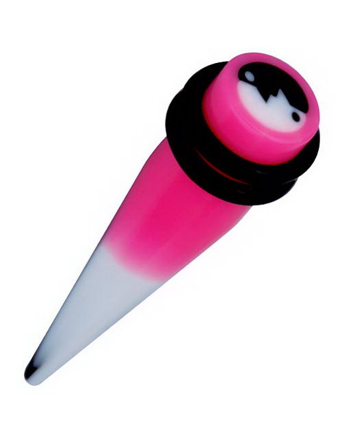 Modern Yin Yang - Rosa, Svart og Hvit Akryl Ørepiercing