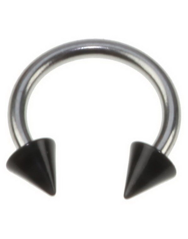 Rund Øyenbrynspiercing med Svarte Spike Kuler - 1.2 x 8 mm
