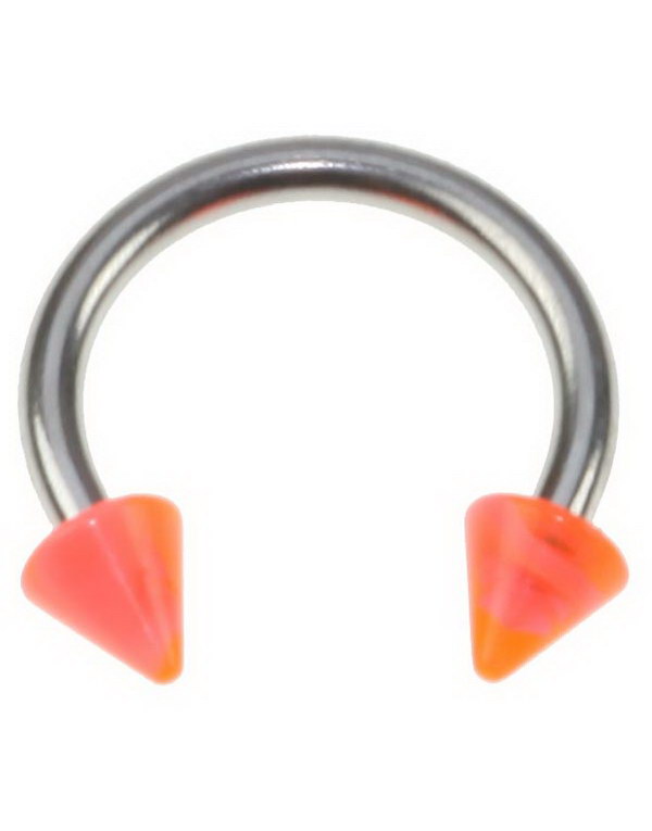 Rund Øyenbrynspiercing med Rosa og Orange Spike Kuler - 1.2 x 8 mm