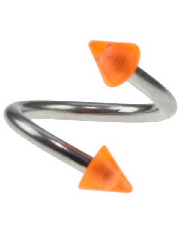 Curve Øyenbrynspiercing med Orange Spikes - 1.2 x 8 mm