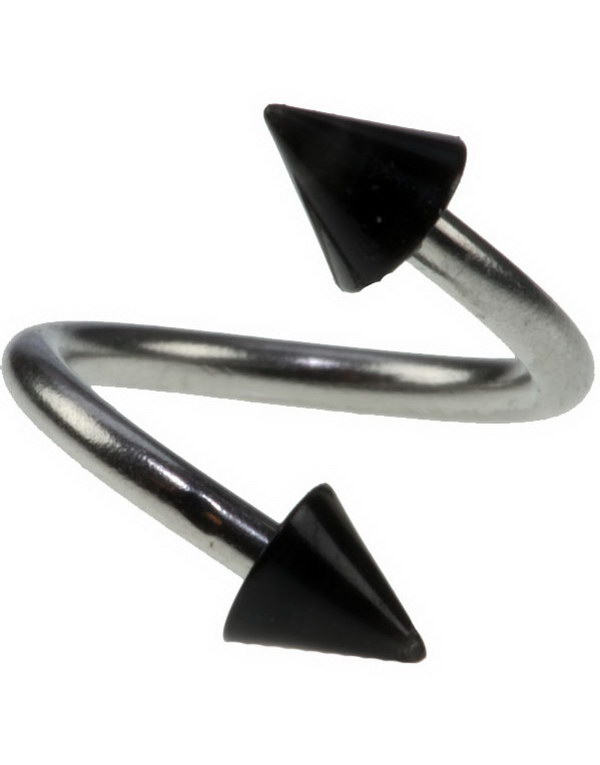 Curve Øyenbrynspiercing med Svarte Spikes - 1.2 x 8 mm