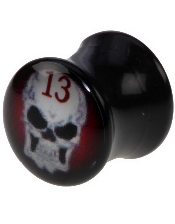 The 13 Skull - Svart Piercing Plugg