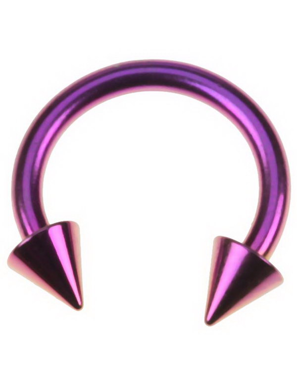 Rund Lilla Øyenbrynspiercing med Spike Kuler - 1,6 x 10 mm