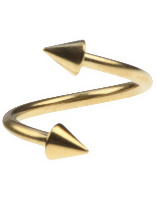 Curve Gullfarget Øyenbrynspiercing med Spike Kuler - 1.2 x 10 mm