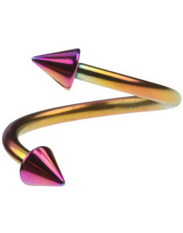 Curve Flerfarget Øyenbrynspiercing med Spike Kuler - 1.2 x 10 mm