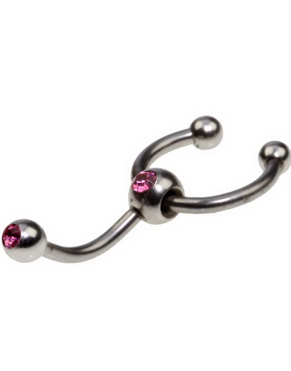 Øyenbrynspiercing med Hestesko og Rosa Stener - 1.2 x 8 mm