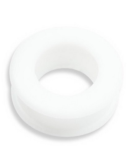 Hvit Piercing Tunnel i Silikon med Bred Kant