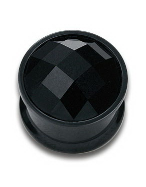 Svart Piercing Plugg med Svart Diamant