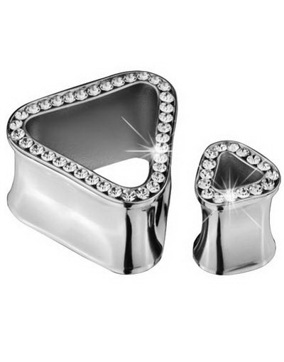 Trekantet Piercing Tunnel med Stener - Stål