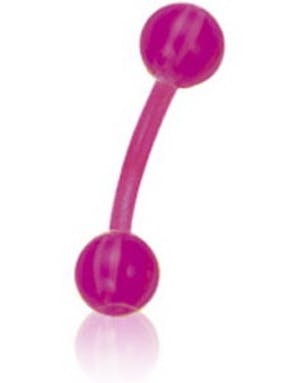 Banan Øyenbrynspiercing i Rosa med Stripete Lilla og Rosa Kuler - 1.2 x 8 mm