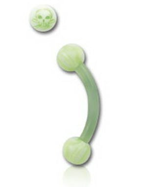 Skull Green - 1.2 x 8 mm Øyenbrynspiercing