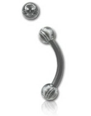 Skull Black - 1.2 x 8 mm Øyenbrynspiercing