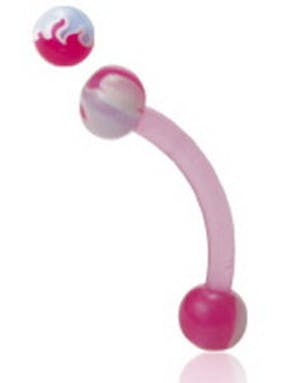 Flames in Pink and White - 1.2 x 8 mm Øyenbrynspiercing