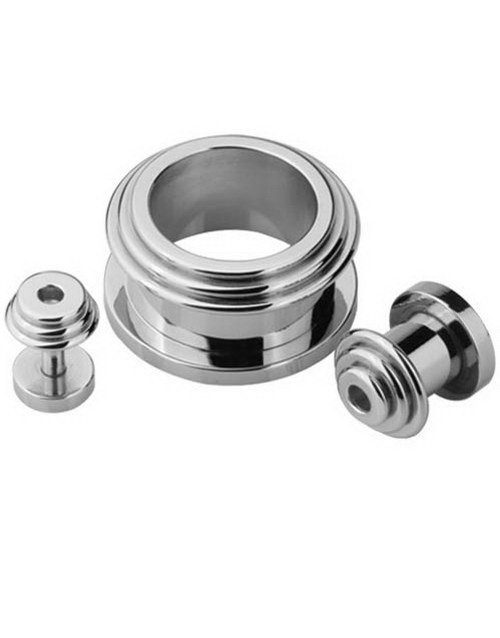 Sølvfarget Piercing Tunnel med Stigende Kant