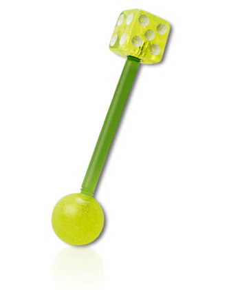 Grønn Tungepiercing med Terning