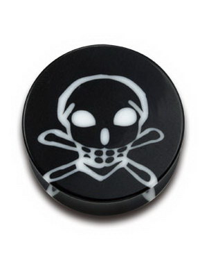 Svart Piercing Plugg med Hvitt Dødninghode