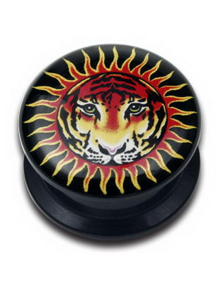 Tiger - Svart Piercing Plugg
