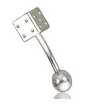 Silver Cube 1.2 x 8 mm med 5 mm Kule Øyenbrynspiercing