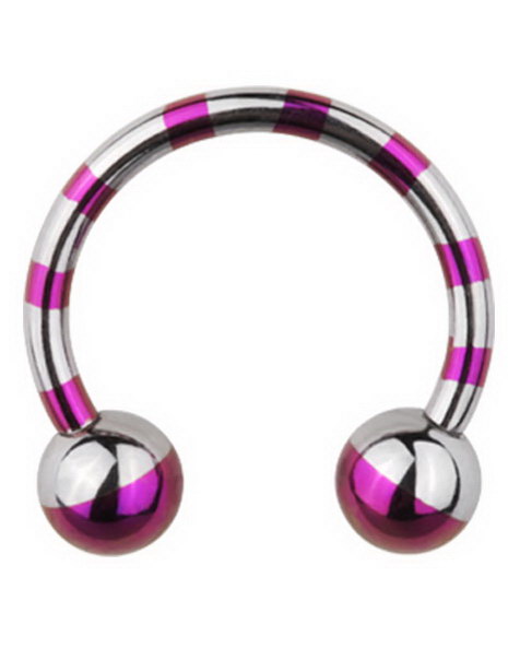 Stripete Hestesko Øyenbrynspiercing - Lilla/Stål