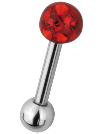 Tragus/Helix med Glitrende Rød Kule