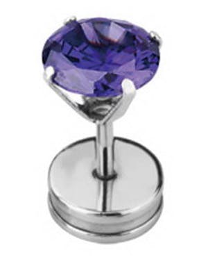 Ørepiercing med Diamantformet Sten - Lilla