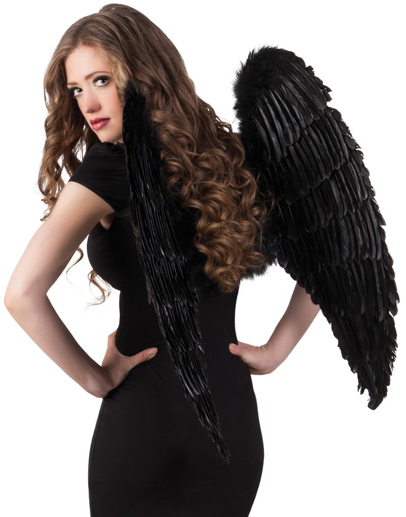 STORE Svarte Fjærdekte Vinger 87x72 cm