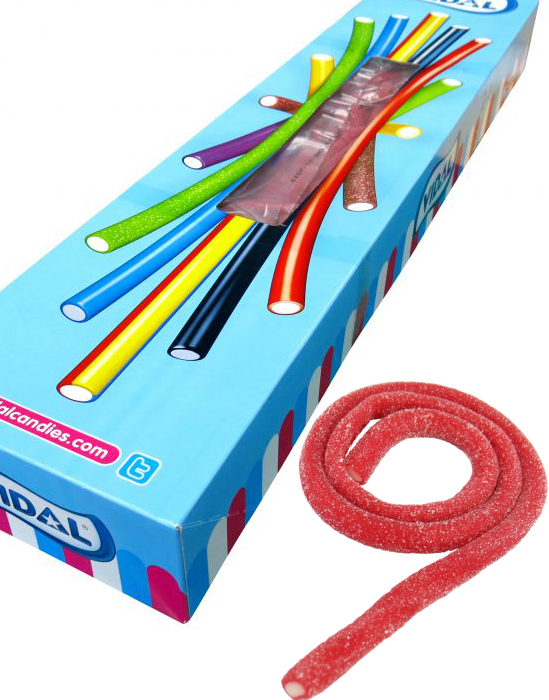 6 kg Vidal Giant Fizzy Strawberry Cables / LANGE Jordbærstenger ca 80 stk på 70 cm