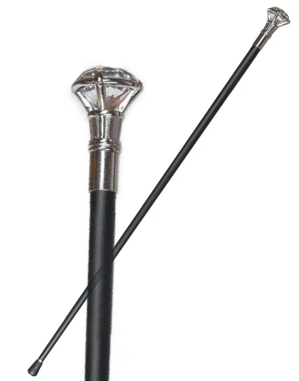 Svart Stokk i Metall med Diamant - 92 cm - Høy Kvalitet