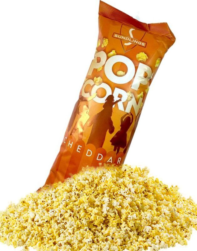 Bilde av Sundlings Cheddar Popcorn - Ferdigpoppet Popcorn Med Cheddarsmak 100 Gram