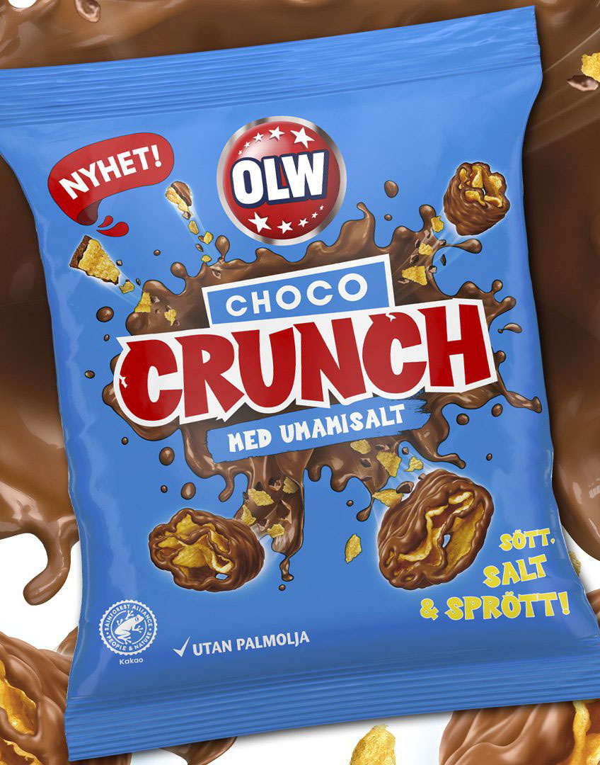 OLW Choco Crunch med Umamisalt - Salt Sjokoladetrukket Crunchy Maissnacks 90 gram