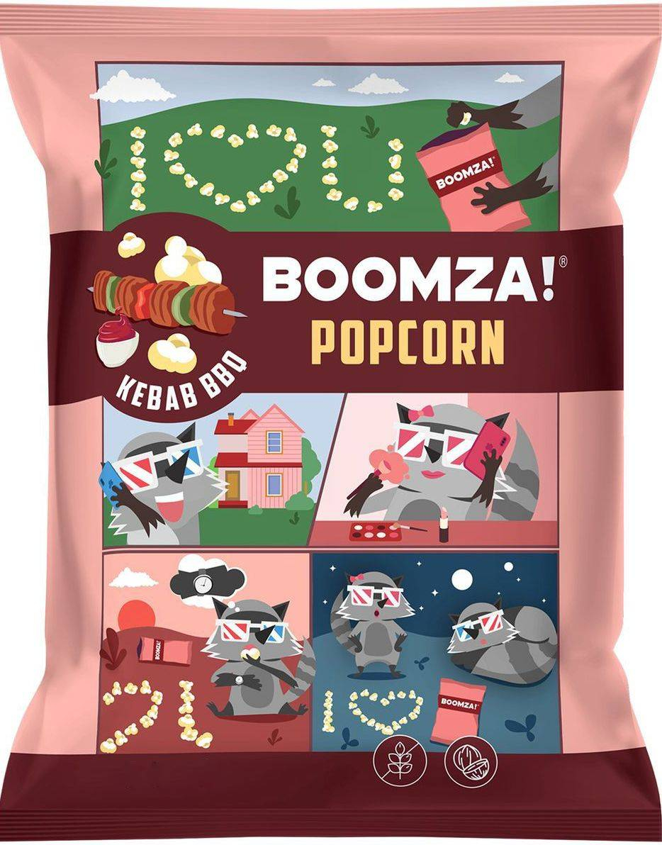 Boomza! Popcorn med Kebab BBQ Smak 90 gram