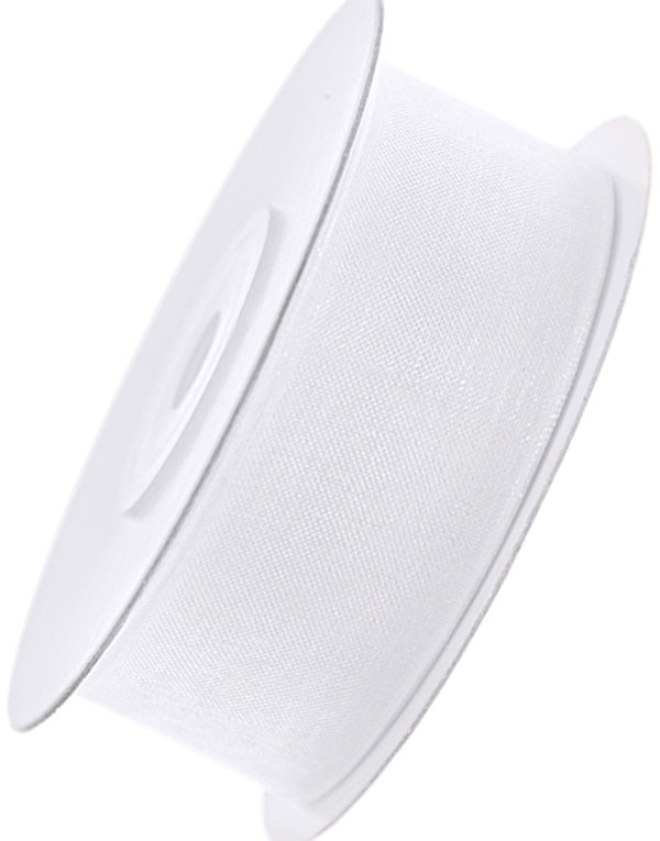 HVITT Chiffonbånd med Shimmer 25 meter x 25 mm