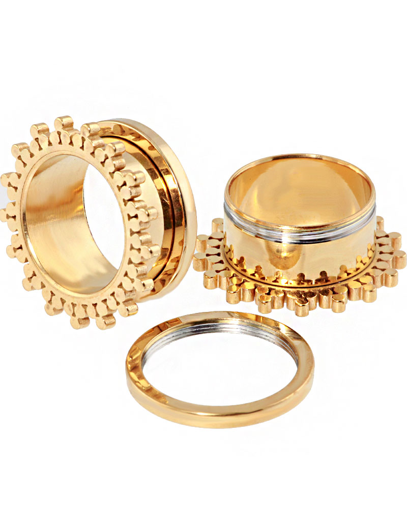 Victorian Flower Tunnel Piercing - Gold