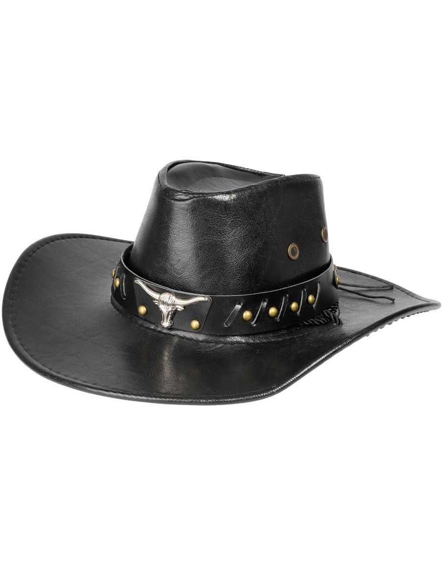 Svart Cowboyhatt med Okse Emblem