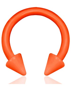 Rund Orange Øyenbrynspiercing med Spike Kuler - 1.2 x 8 mm