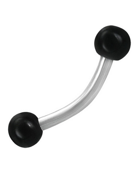 Banana Øyenbrynspiercing med Runde Svarte Kuler - 1.2 x 8 mm