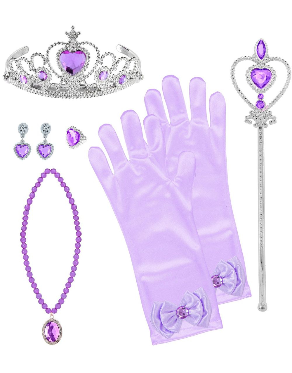 Lilla og Sølvfarget Prinsessesett til Barn 6 Deler