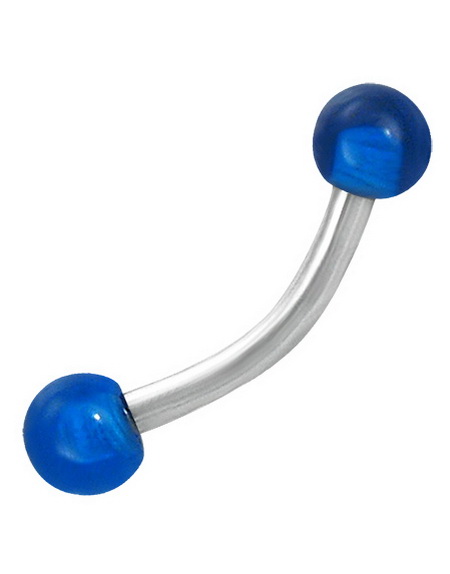 Banana Øyenbrynspiercing med Runde Royal Blå Kuler - 1.2 x 8 mm