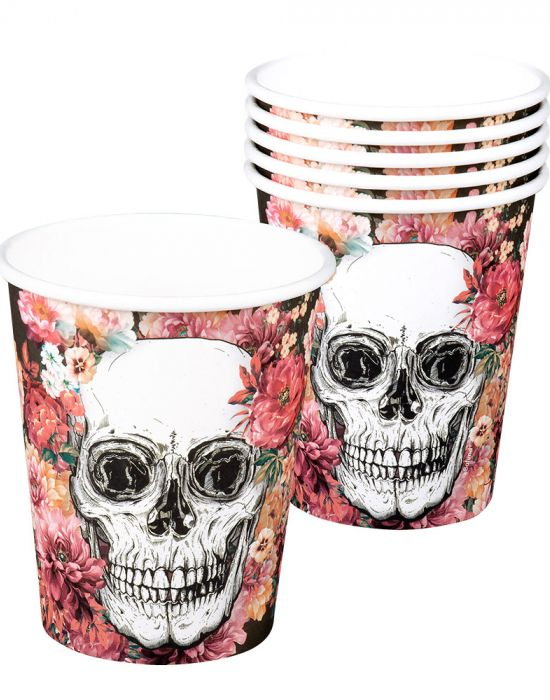 6 stk Pappkrus 250 ml - Day of the Dead
