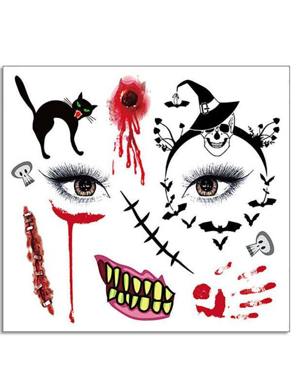 Ark med Forskjellige Halloween Tatoveringer (Fake Tattoo)