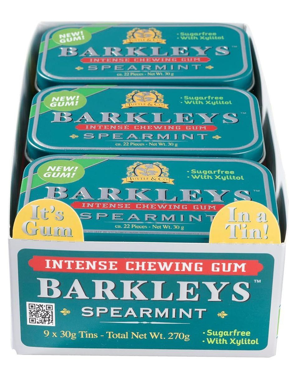 9 stk Barkleys Sugarfree Spearmint Intense Chewing Gum - Hel Eske 270 gram