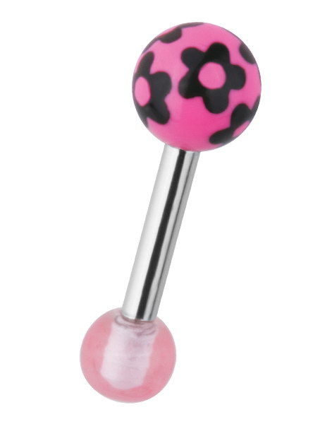 Tragus/Helix with Blossom - Pink/Black