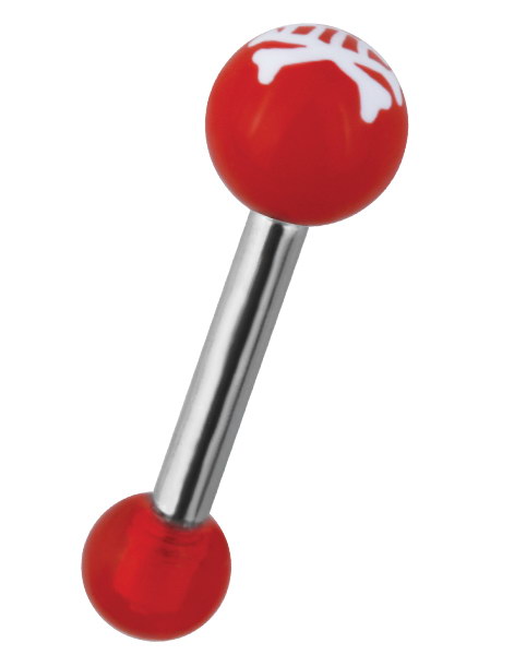 Tragus/Helix with Skull - Red/White